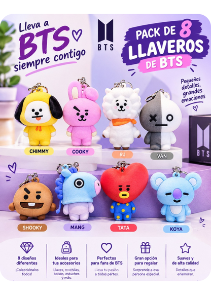 PACK DE 8 LLAVEROS BTS