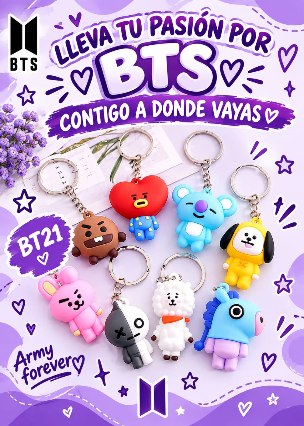 PACK DE 8 LLAVEROS BTS