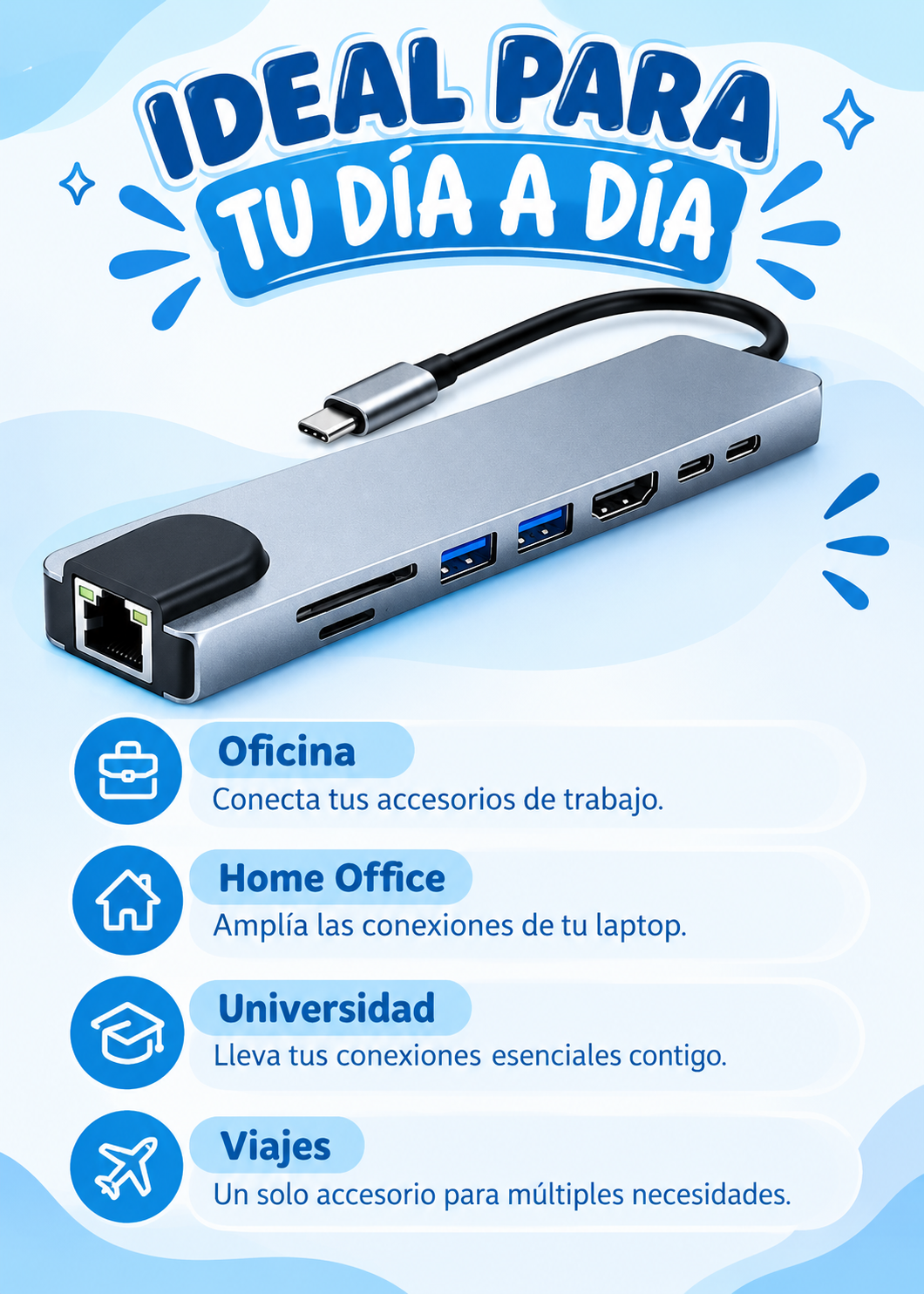 Adaptador Hub 8 en 1